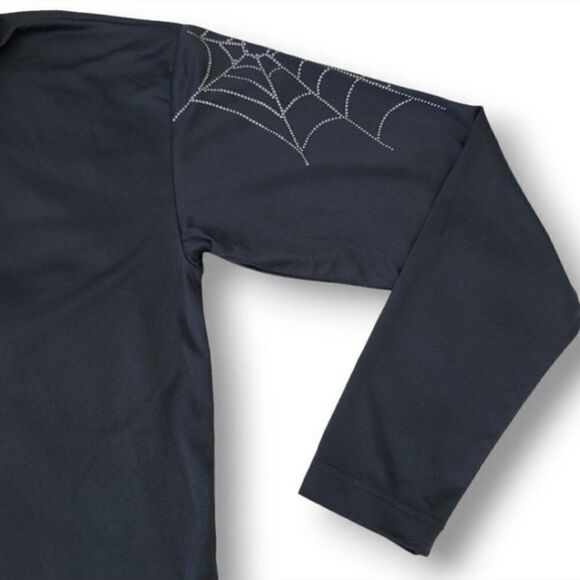 NEW Spyder Limitless Solid Raised Metallic Web Zip T-Neck in Black Size Large - Picture 4 of 8